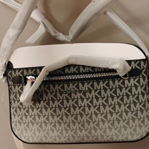 Michael Kors Black and Gray Monogram Shoulder Bag